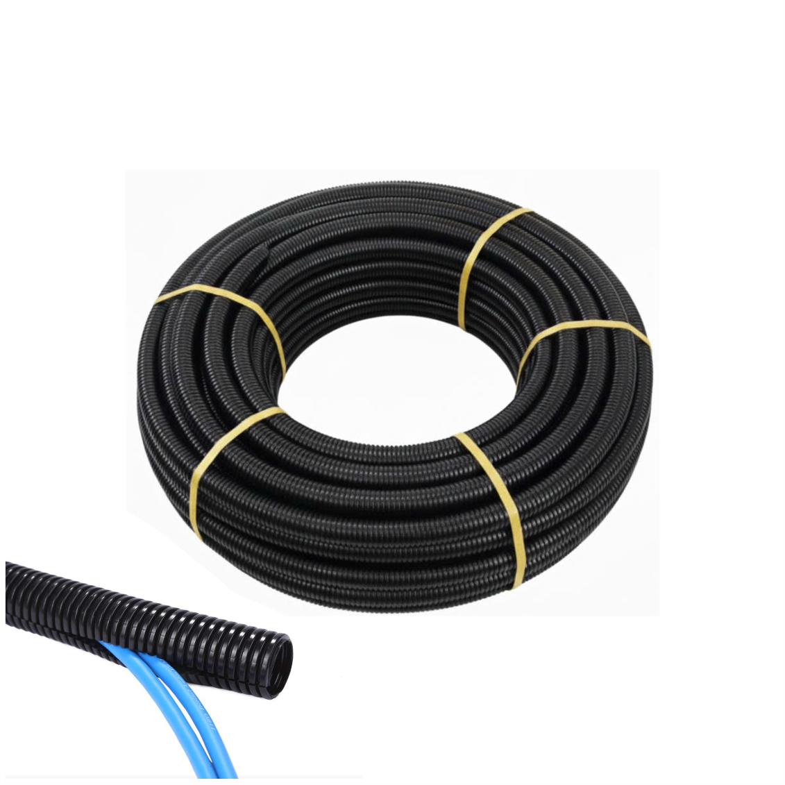 Ống gân ruột gà có xẻ sẵn nhựa chống cháy phi 34, d34 cuộn 50m AGT-29N/C