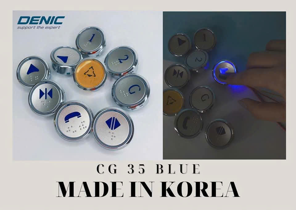 NÚT NHẤN GỌI TẦNG THANG MÁY MÃ CG35 XANH PHI 35