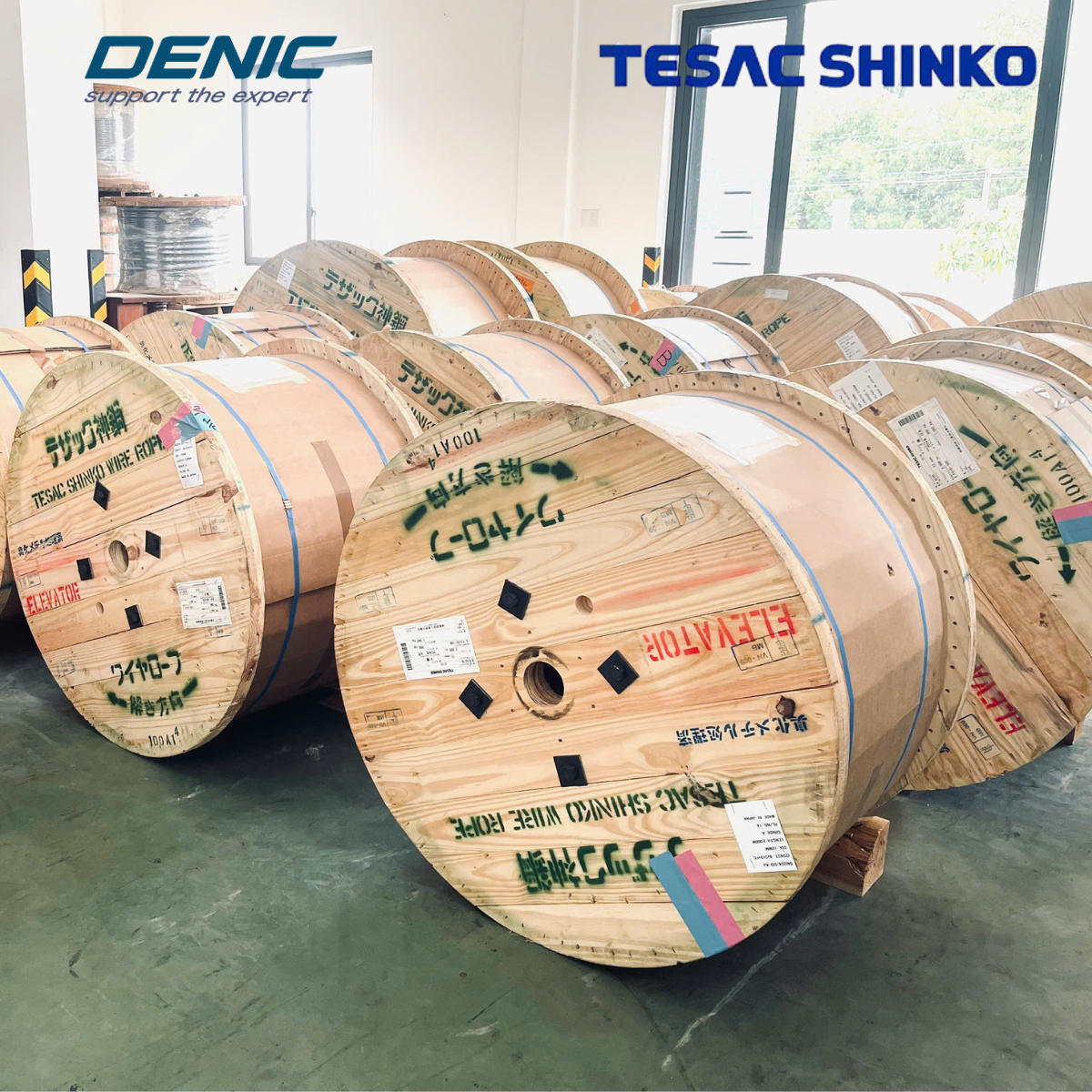 8x(S)19+FC<br>Cáp thép tải thang máy Nhật Bản<br>Hãng KOBELCO thương hiệu Tesac Shinko