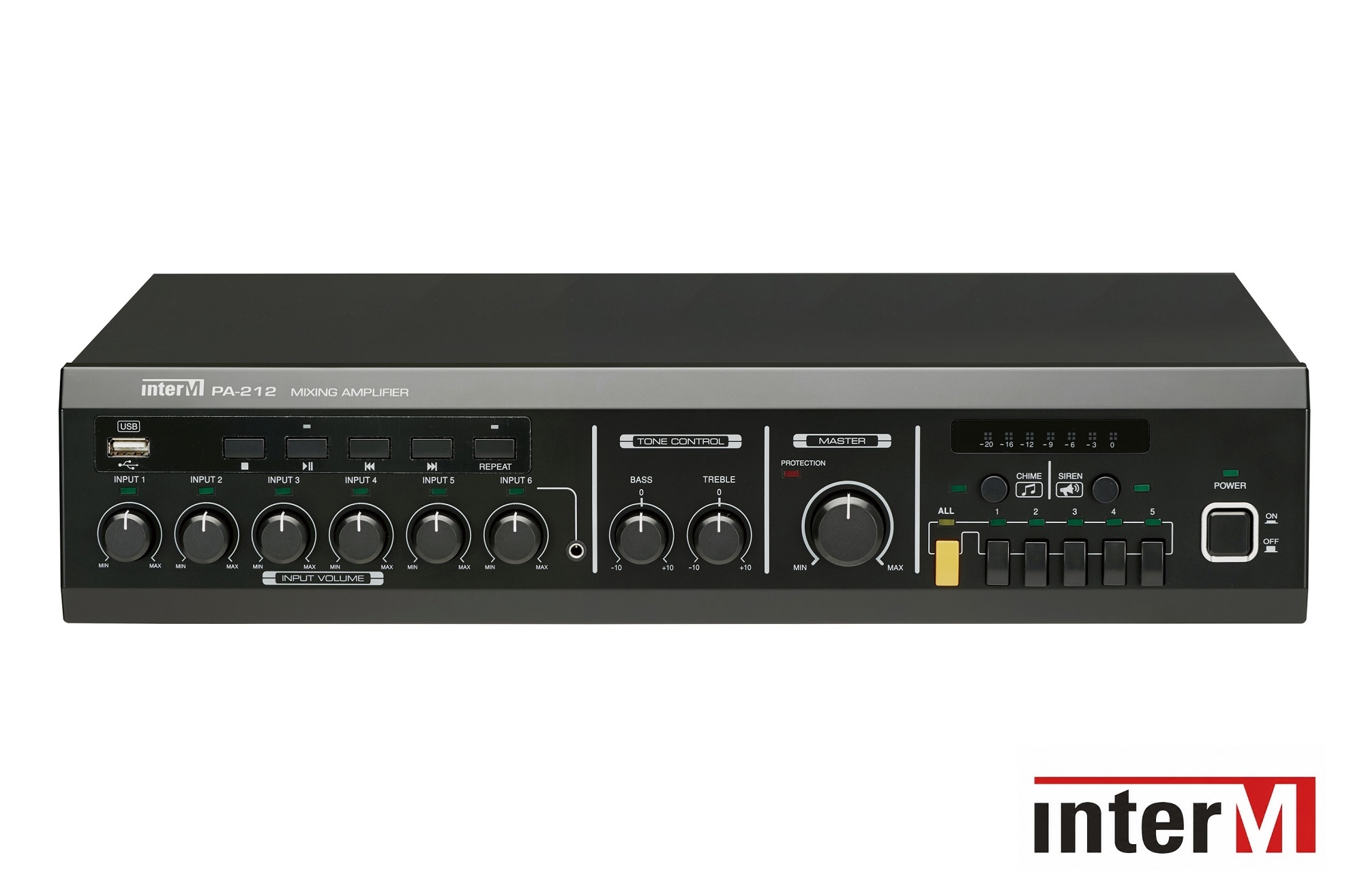 Mixing Amplifier - Amply kèm bộ trộn 120W, 5 vùng loa tích hợp USB PA-212