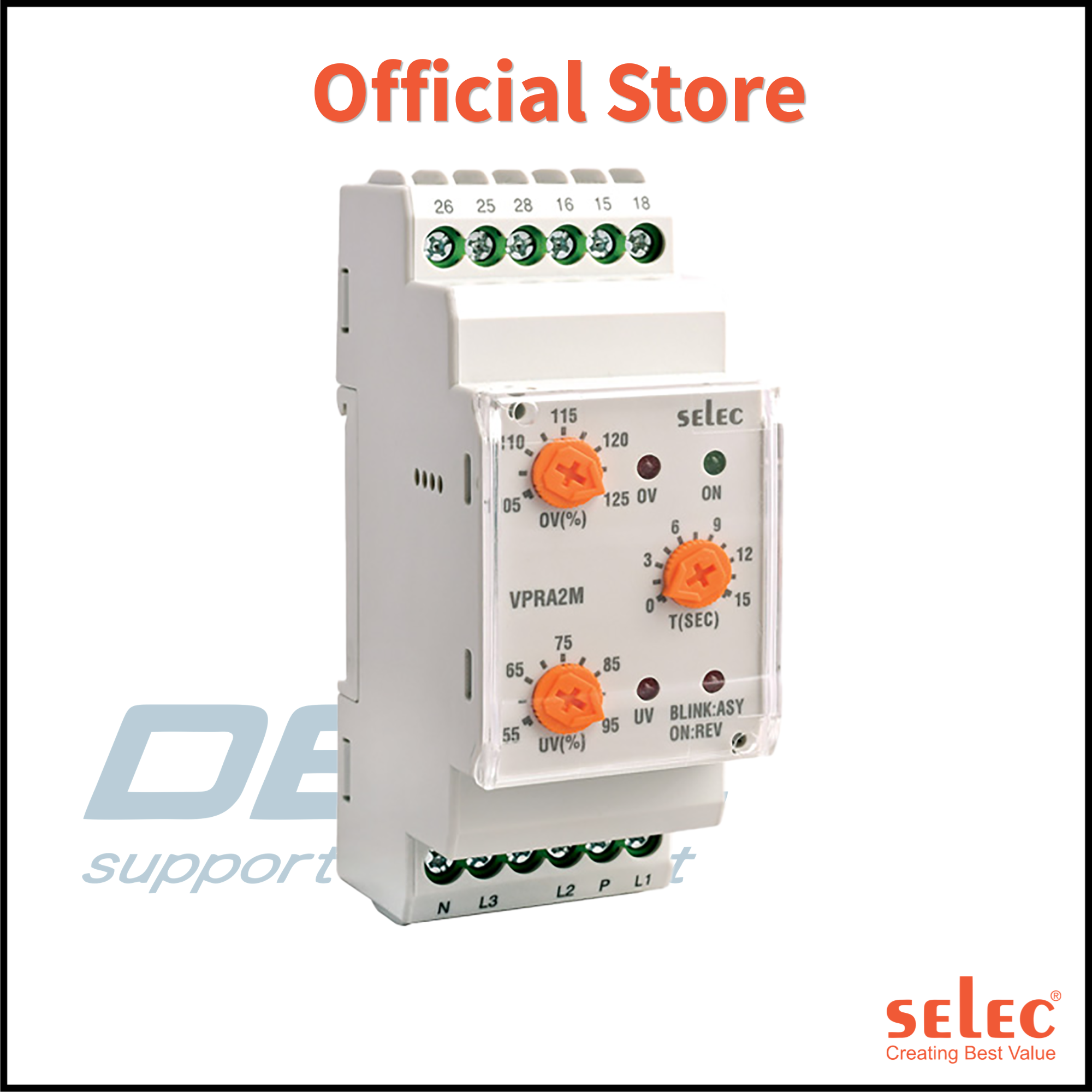 Relay bảo vệ điện áp, pha, trung tính VPRA2M